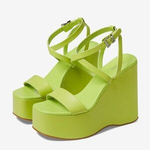 Micheal Kors Lime Green Platform Wedge Sandals